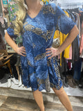 Blue Denim and Leopard Dress - Magna