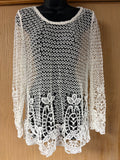Sheer crochet lace top $59