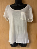 Dinkle Donk s/m basic white t Tiny hole in side $10