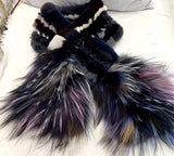 Genuine Fur Fox and rabbit scarf $129