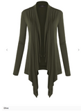 Long Sleeve Draped Open Front Cardigan