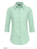 Women's Premium 3/4 Sleeve Button Blouse Shirts