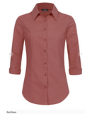 Women's Premium 3/4 Sleeve Button Blouse Shirts