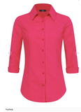 Women's Premium 3/4 Sleeve Button Blouse Shirts