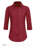 Women's Premium 3/4 Sleeve Button Blouse Shirts