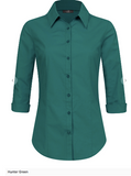 Women's Premium 3/4 Sleeve Button Blouse Shirts