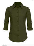 Women's Premium 3/4 Sleeve Button Blouse Shirts