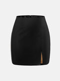 Slit Mini Skirt with Zipper