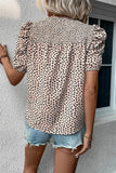 Smocked Animal Print Puff Sleeve Blouse