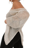 Side Slit Long Sleeve Knit Cover Up