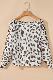 Leopard Boat Neck Long Sleeve Knit Top