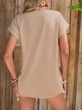 Decorative Button V-Neck Short Sleeve T-Shirt