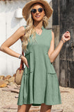 Frill Notched Sleeveless Mini Dress