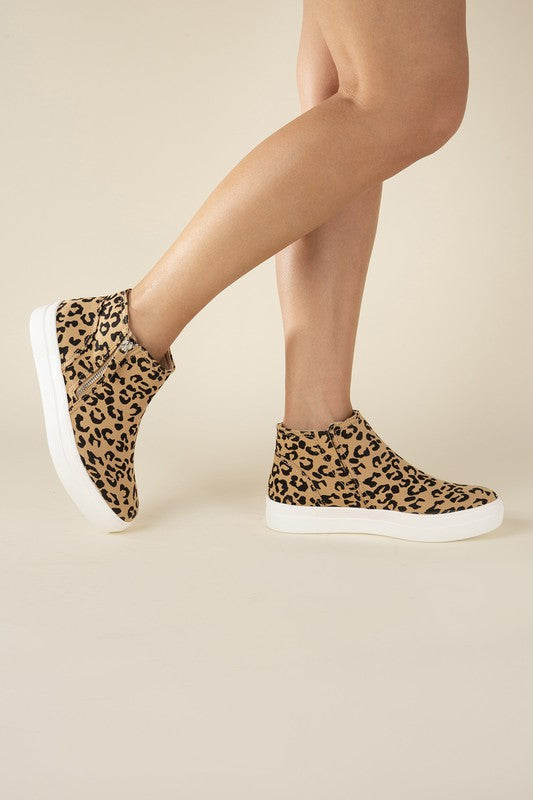 FS CLEARANCE Route-S High Top Leopard Sneakers