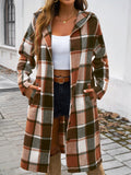 Plaid Long Sleeve Hooded Coat