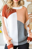 Color Block Drop Shoulder Long Sleeve Sweater