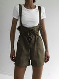 Drawstring Wide Strap Overalls with Pockets
