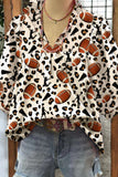Full Size Ball Notched Half Sleeve Blouse