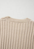 Cable-Knit Color Block Round Neck Sweater