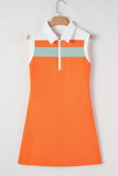 Quarter Zip Collared Neck Sleeveless Mini Dress