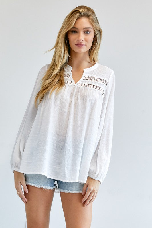 FS Clearance Solid V-Neck Blouse Top
