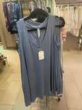 flare v-neck w/pockets