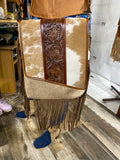 Tooled Leather and Cowhide Flap Over Bags