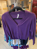 Damaged purple button short cardigan
