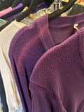 Damaged purple button short cardigan