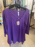 Triple lattice 3/4 sleeve top
