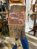 Tooled Leather and Cowhide Flap Over Bags