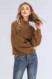Double Take Turtleneck Rib-Knit Dropped Shoulder Sweater