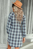Plaid Tie Front Mini Shirt Dress