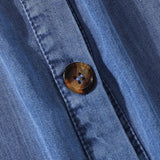 Girls Cold-Shoulder Buttoned Denim Dress