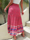 Printed Tiered High Waist Skirt