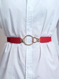 Double Ring Buckle Elastic PU Belt