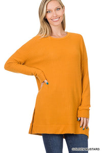 BRUSHED THERMAL WAFFLE ROUND NECK SWUNIC