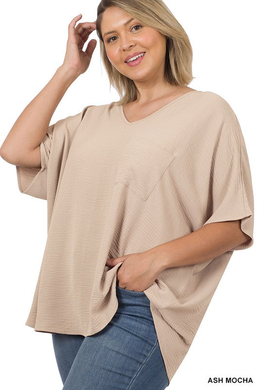 DS Tier 2 Woven Airflow V-Neck Dolman Short Sleeve Top