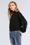 Double Take Turtleneck Rib-Knit Dropped Shoulder Sweater