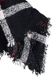 DS Plaid Checker Woven Shawl Poncho