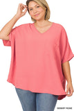 Tier 2 Woven Airflow V-Neck Dolman Short Sleeve Top