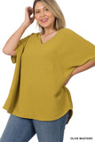 Tier 2 Woven Airflow V-Neck Dolman Short Sleeve Top