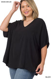 Tier 2 Woven Airflow V-Neck Dolman Short Sleeve Top