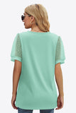 Swiss Dot Puff Sleeve V-Neck Tee