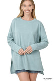 FS Clearance Melange Jacquard Round Neck Hi Low Hem Top