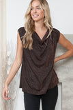 Venechia Metallic Cowl Neck Top
