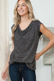 Venechia Metallic Cowl Neck Top