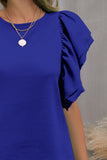 Round Neck Flounce Sleeve Blouse