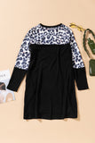 Yo! Pockets Leopard Spliced Round Neck Dress