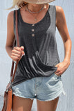 Decorative Button Twisted Scoop Neck Tank